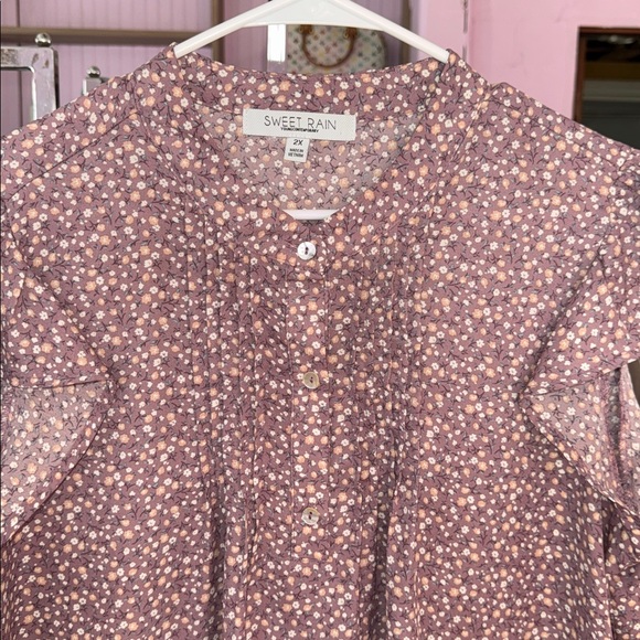 Sweet rain  Floral Ruffle Sleeve Blouse size 2X new - Picture 4 of 5